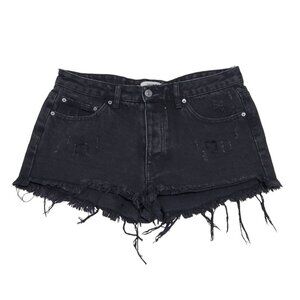 Forever 21 Womens Black Distressed Denim‎ Cut Off Shorts Mid Rise Size 30 NWT